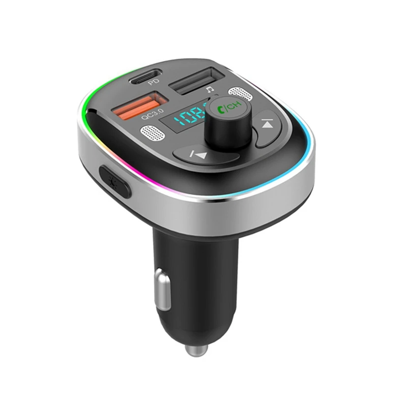 Bluetooth 5.3 FM Transmitter Bluetooth Car Radio Adapter, PD 30W & QC3.0 Fast Car Charger With Handsfree