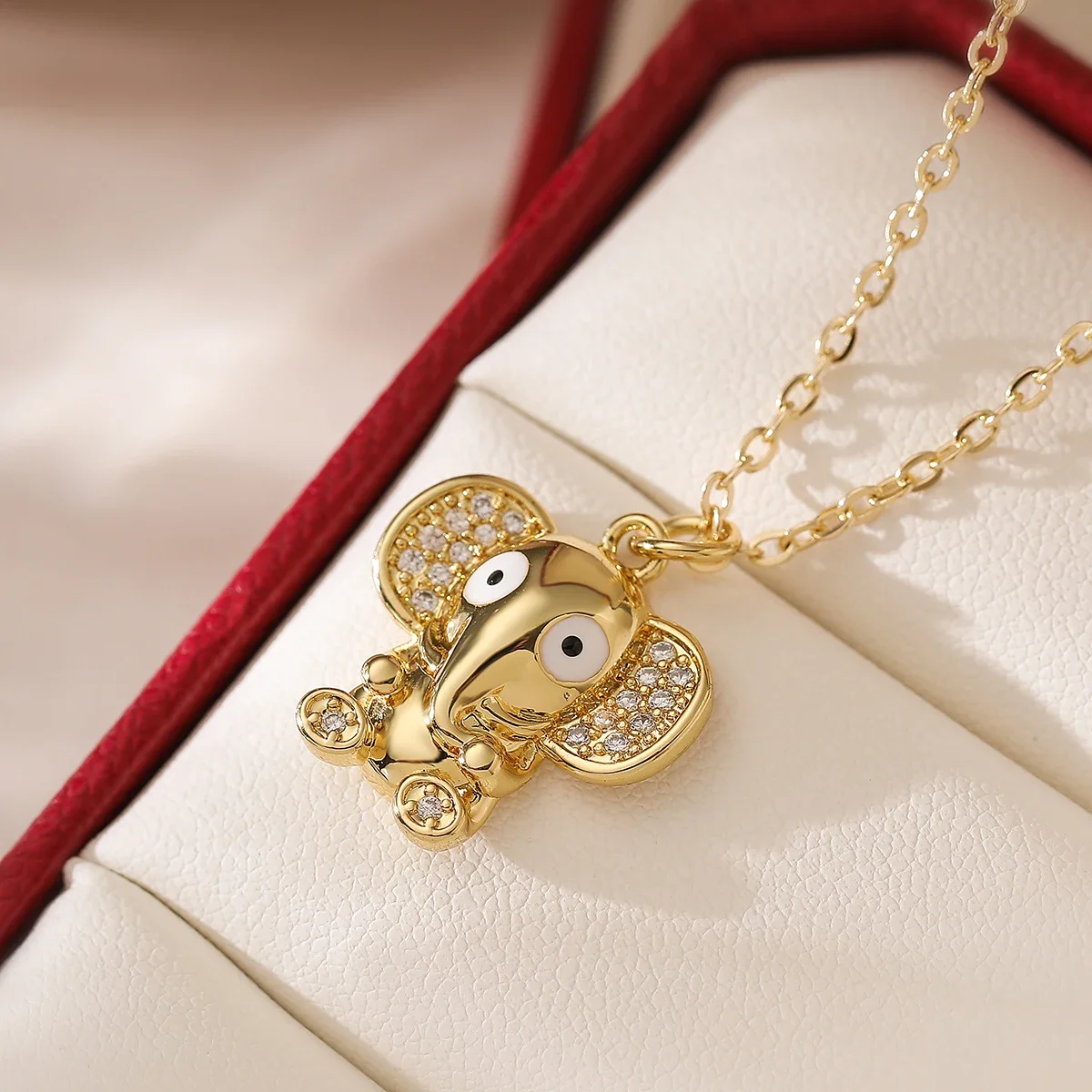 2025 New Coming Gold Color Cute Life Tree Elephant Heart Pendant Necklaces For Elegant Women Femme Bijoux