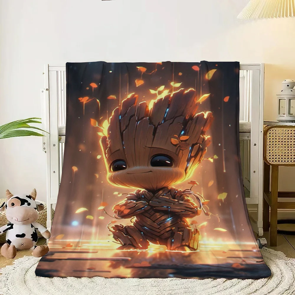 Guardians Of The Galaxy Groot Thin Blanket.King Size Four Season Blanket.for Sofa,Beds,Living Rooms,Travel Picnic Blankets Gift