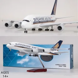 45.5cm Airplane Model 1/160 Scale A380 Singapore Airline Aircraft with Light & wheels DieCast Plastic Resin Model Collectible
