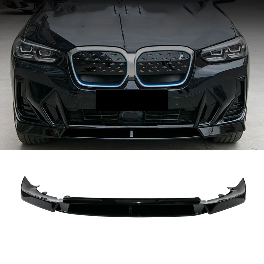 Front Bumper Splitter Lip Spoiler Diffuser Guard Body Kit Cover For BMW X3 G01 X4 G02 ix3 G08 M Pack 2021 2022 2023 Gloss Black