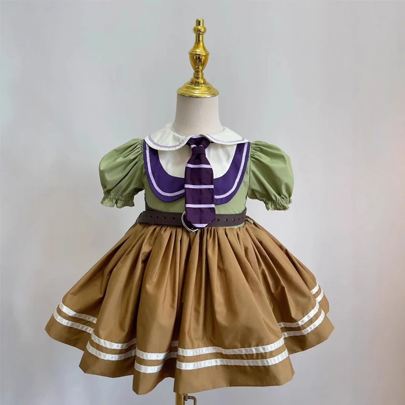 فستان تنكري للأداء بطابع الثعلب للفتيات مع أحزمة وإكسسوارات ربطة عنق للأطفال ملابس للحفلات الراقصة وهدايا حفلات أعياد الميلاد الليلية