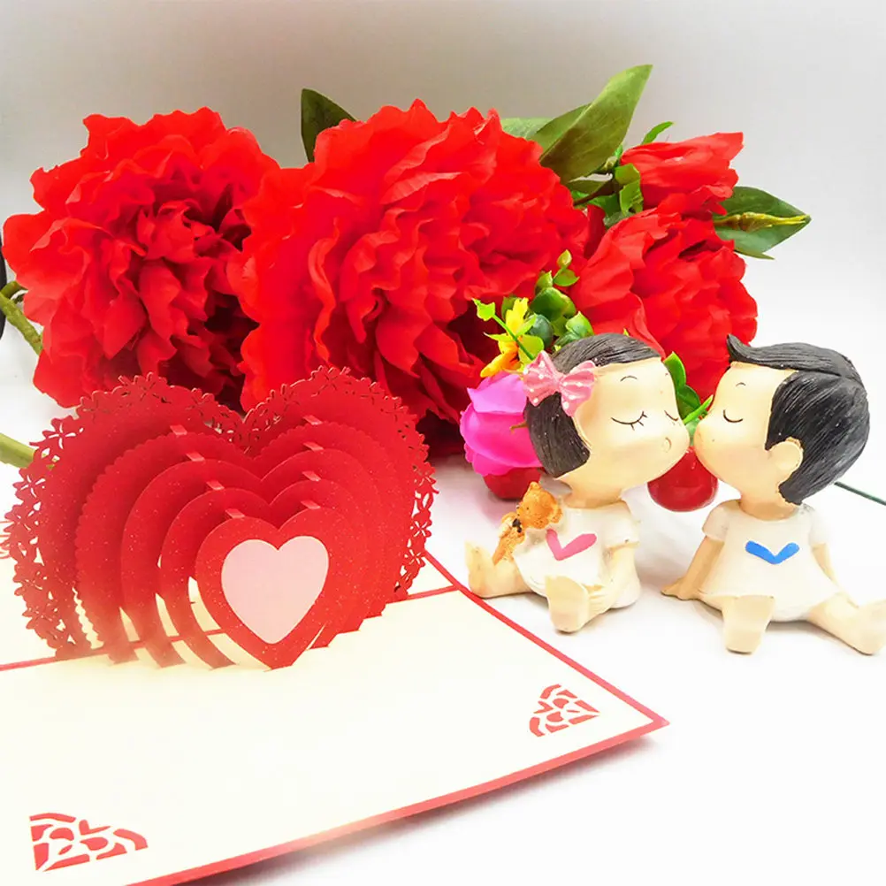 

Открытки ручной работы 3D в форме сердца из специальной бумаги, размер 15x10x0,5 см, подарок на День святого Валентина, годовщину, для выражения любви