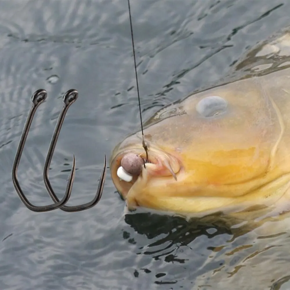 Carp Fishing Hooks Barbed PTFE Coating High Carbon Steel Eyed Fish Hooks Pack of 50 image 4
