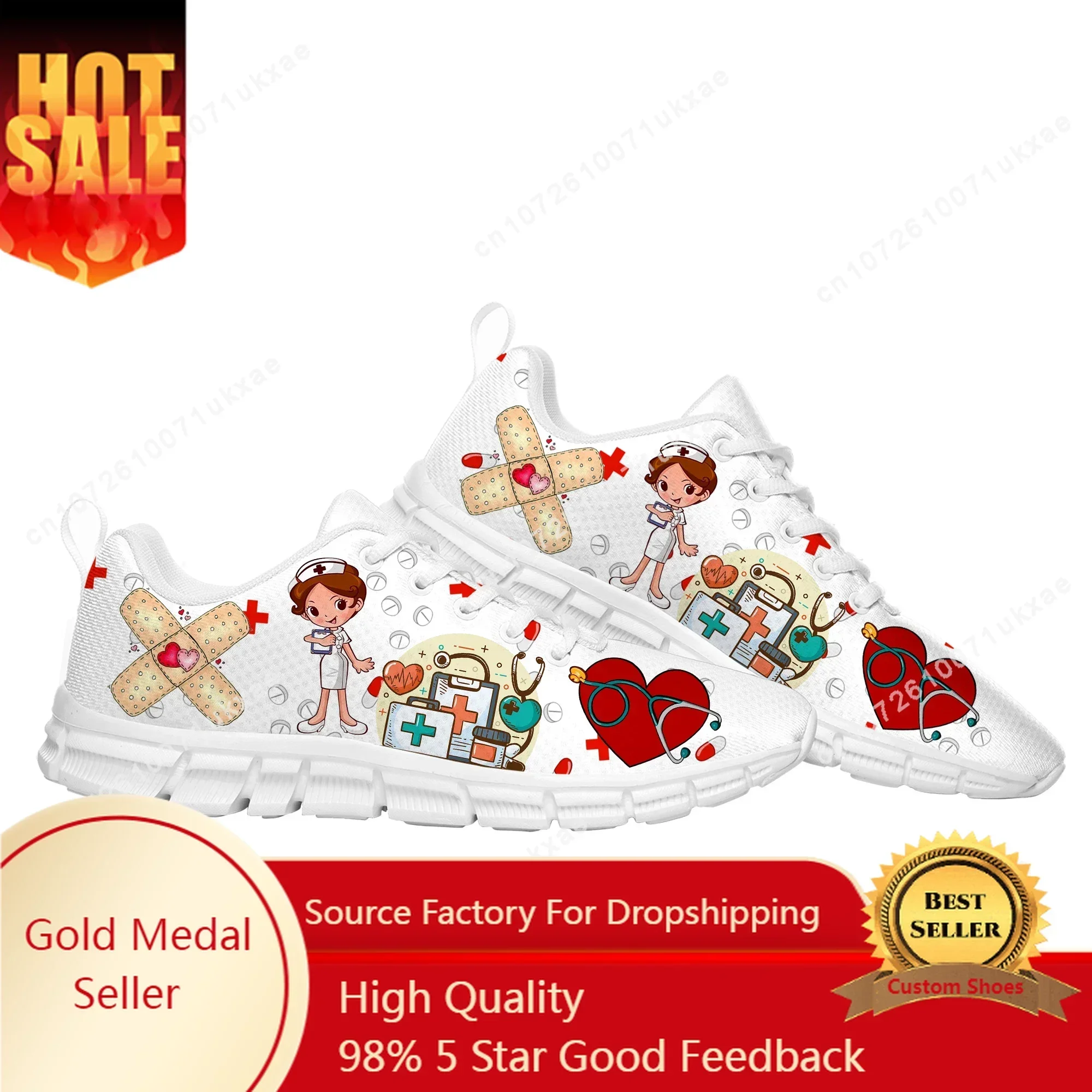 

Cute Cartoon Nurse Doctor Medical Sports Shoes Mens Womens Sneakers Casual Sneaker Couple Custom Shoes