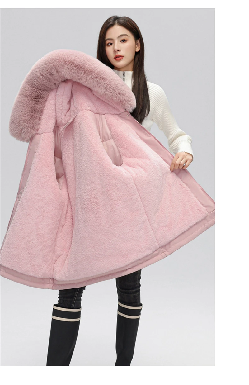 Winter Coat New Women's Thick Cotton Jacket Women's Medium Long Korean Version Fur Collar Coat Female Warm Parka Overcoat