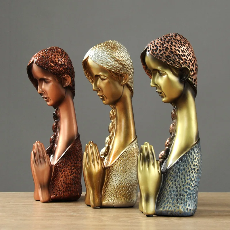 

home decor Prayer girl statue Home Decoration figures sculpture room decor desk accessorie figurines for interior Holiday Gift