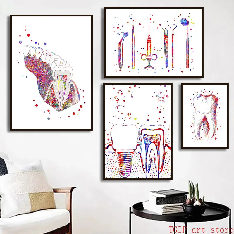 Tooth Implant Dentist Anatomy Prints Canvas Wall Painting Dental Art Poster Medical Wall Art Pictures Hospital Clinic Decoration