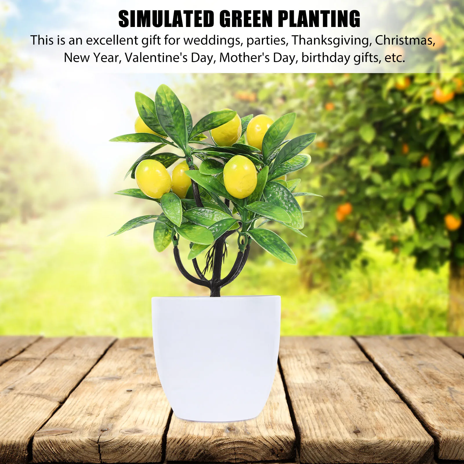 

2pcs Lemon Tree Artificial Fake Plants Kitchen Home Decor Office Garden Wedding Decoration Faux Potted Tree Living Room Cafe