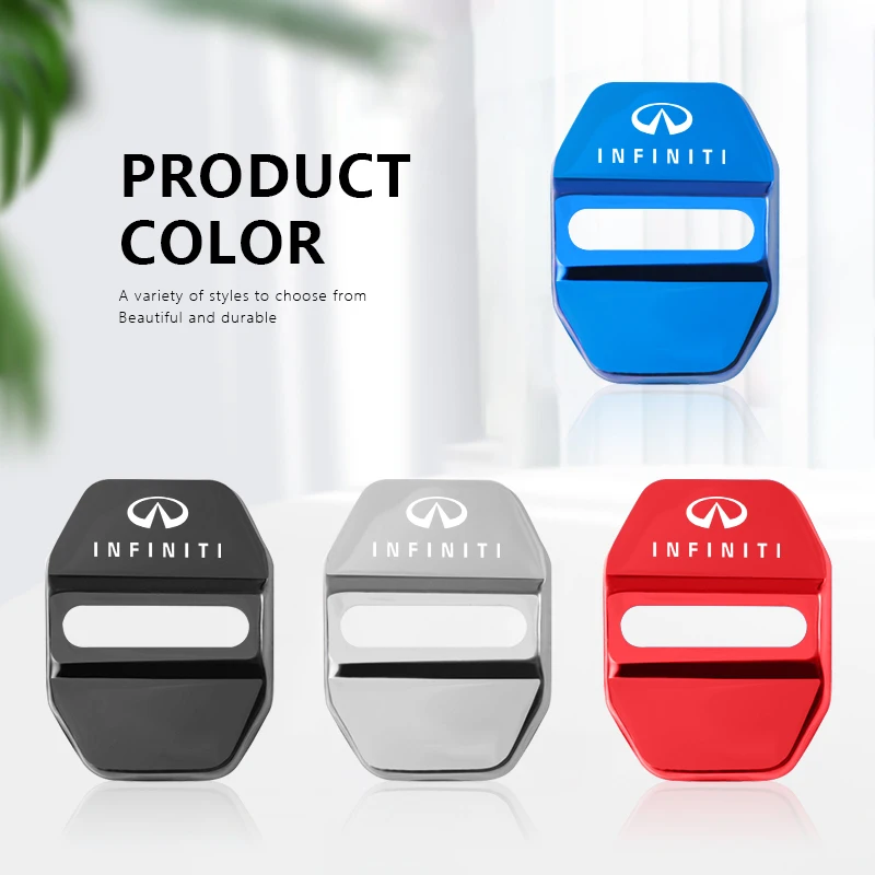 4 قطعة غطاء قفل باب السيارة الفولاذ المقاوم للصدأ حماية اكسسوارات لإنفينيتي Q50 Q50L Q60 Q70L QX30 QX50 QX60 QX70 QX80 ESQ FX35 #5