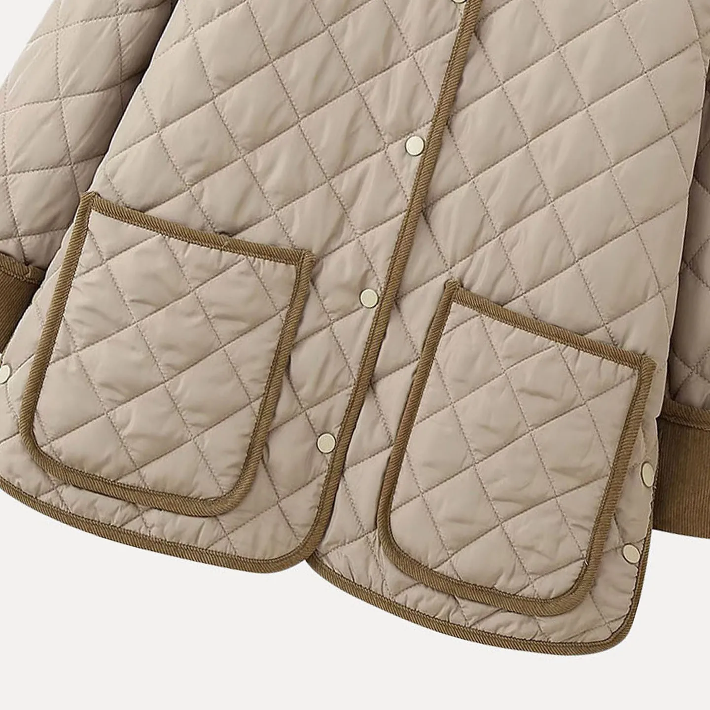 Loose Fit Quilted Coat Diamond Pattern Turn-down Collar Versatile Outerwear for Women Autumn 2025 Faion Personalized Z