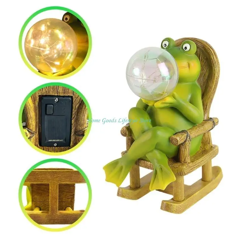 

E74E Смола лягушки Модель Скульптура Солнечная световая фигурка для декора сада и патио