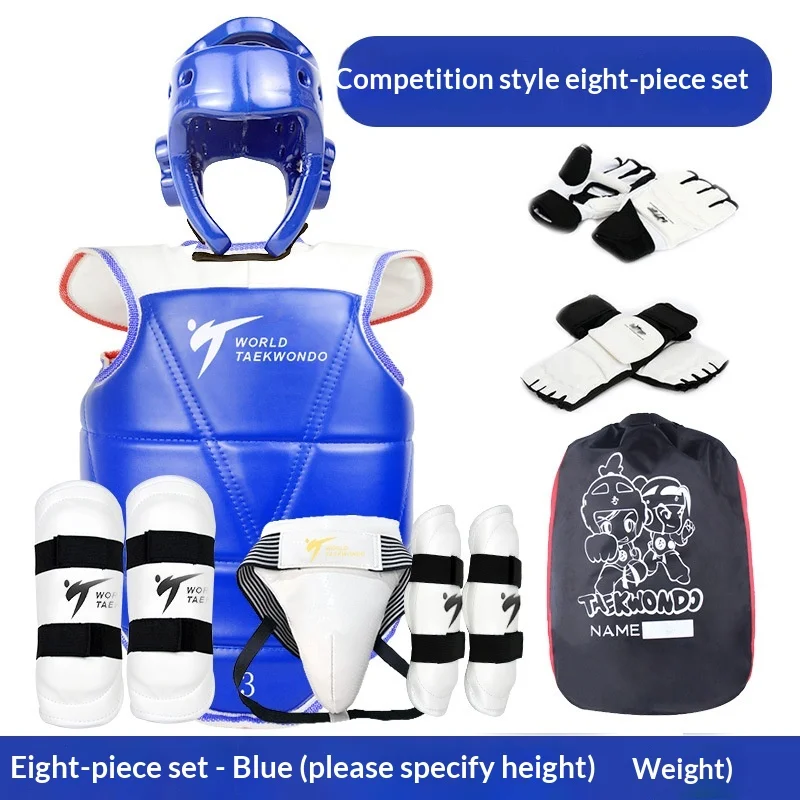 Taekwondo Protective Gear Full Set Thickened 6Pcs 8Pcs for Adults Kids Competition Sparring Training Martial Arts Guard Kit
