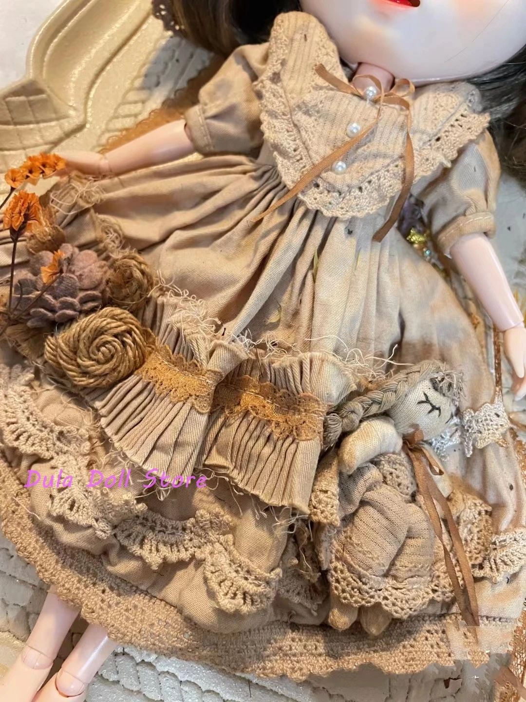 Dula Doll Clothes Dress Tea dyeing skirt Blythe Qbaby ob24 ob22 Azone Licca ICY JerryB 1/6 Bjd Doll