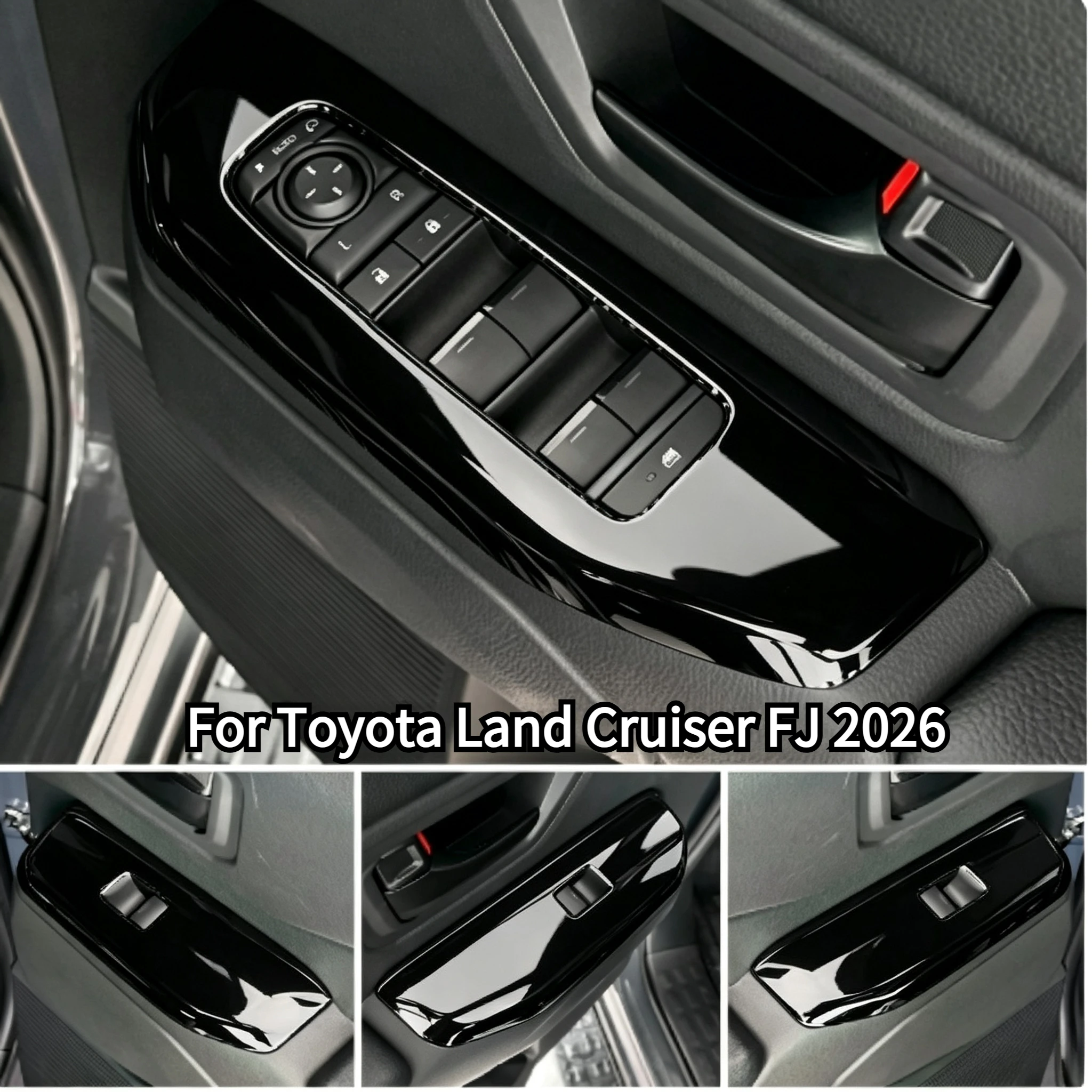 Carbon Fiber Window Lift Button Trim Cover For Toyota Land Cruiser FJ 2026(RHD)Door Glass Lift Control Switch Car Accessories