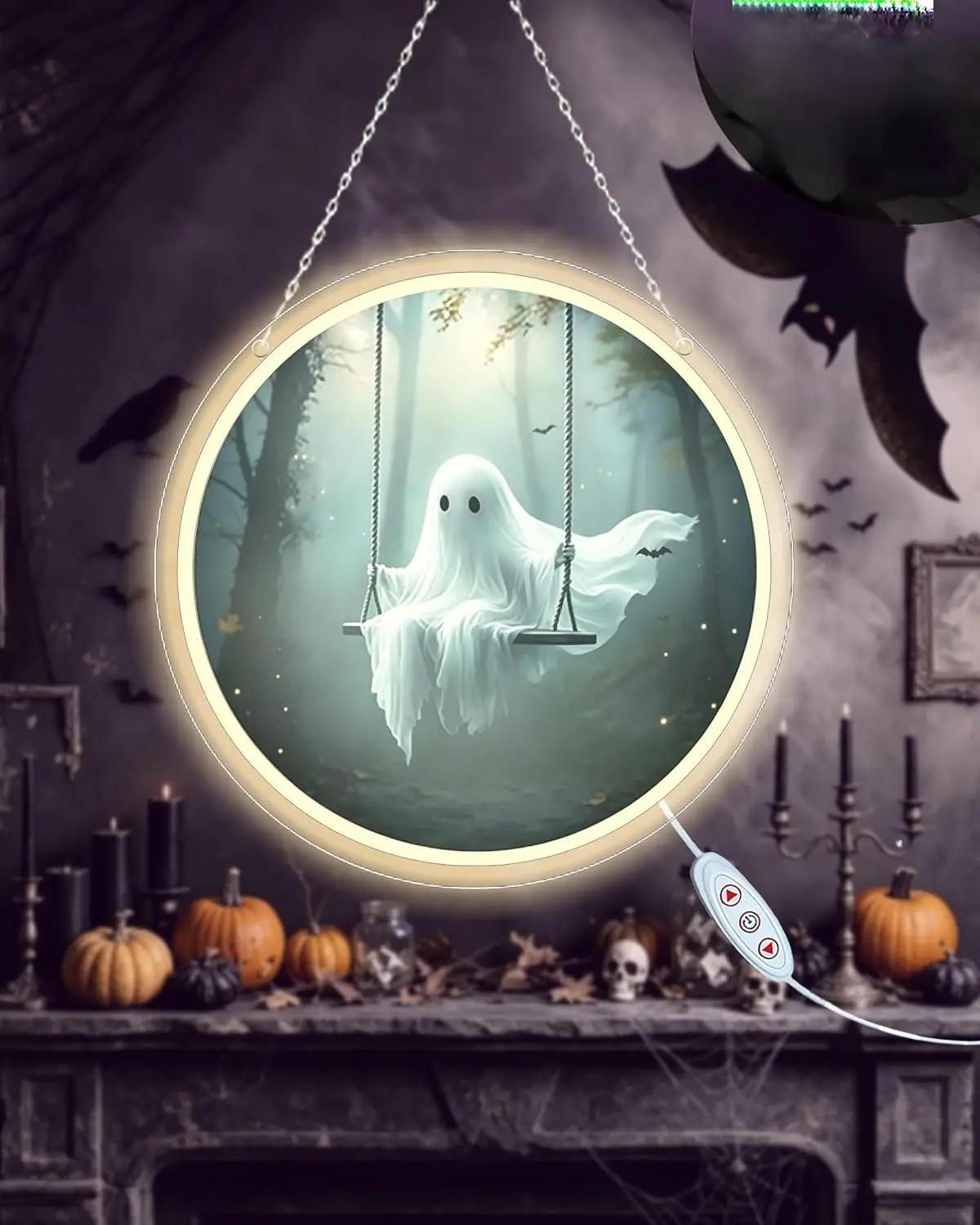 Spooky Ghost Swing Neon Sign USB Powered LED Neon Light Christmas Gift Halloween Party Bar Bedroom Game Room Home Decoration