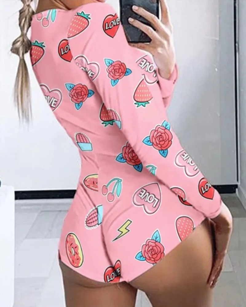 Womens Rompers Printed Slim Sexy Jumpsuit Pajamas Women