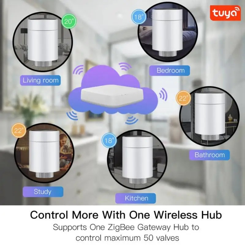 Tuya Zigbee 3.0-接続されたラジエーターサーモスタット,trv用,ラジエーターバルブ,温度コントローラー,Alexa,Google Home