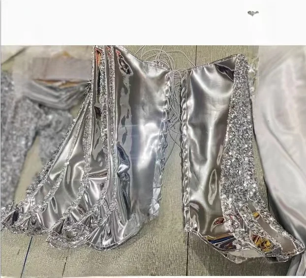 Silver Sequin Sexy Bodysuit Dress Bar Commercial Performance Party Prom Costume GOGO Show Singer Nightclub Dance Team Solo Wear