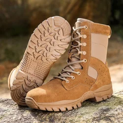 Fashion Men's Cowhide Waterproof Boots Side Zip Summer Outdoor Hiking Walking Climbing Desert Shoes Wear-resistant Non-slip Shoe