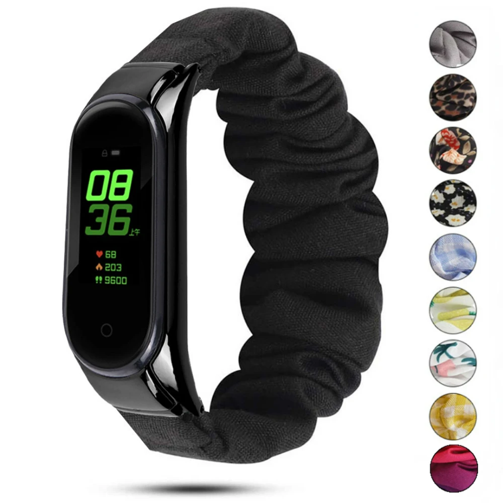 

Strap For Xiaomi Mi Band 6 5 4 3 Bracelet NFC Scrunchie Nylon Elastic Replaceable Belt for Mi Band 6 5 Strap Correa Mi Band 4 3