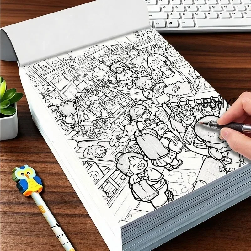 A Drawing Book That Combines Line Drawing and Coloring, Adults To Decompress Bring Peaceful and Soothing Painting Before Bedtime