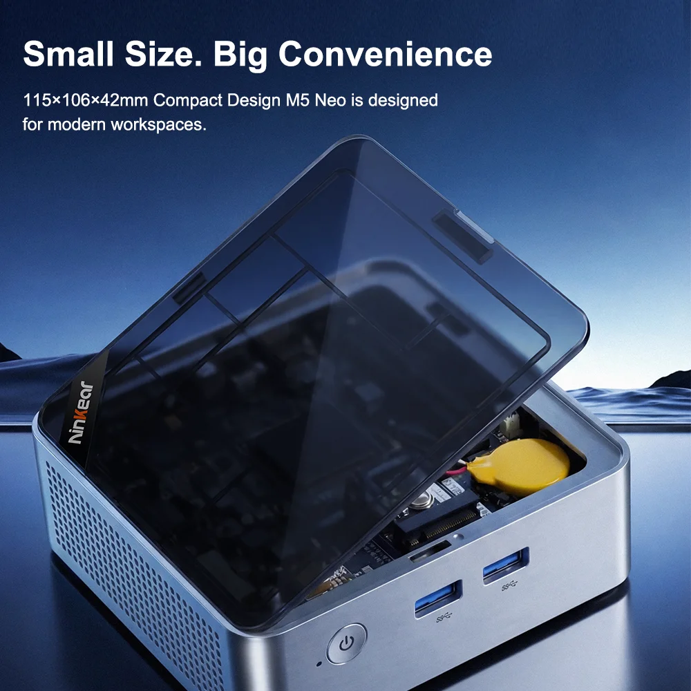 Ninkear M5 Neo Mini PC with Dual HDMI, Gigabit Ethernet, WiFi 5, Bluetooth 5.0 and USB 3.2, Intel Pentium Gold 5405U Processor, 8GB RAM, 256GB SSD, Windows 11, Compact Desktop Computer for Everyday Office Work