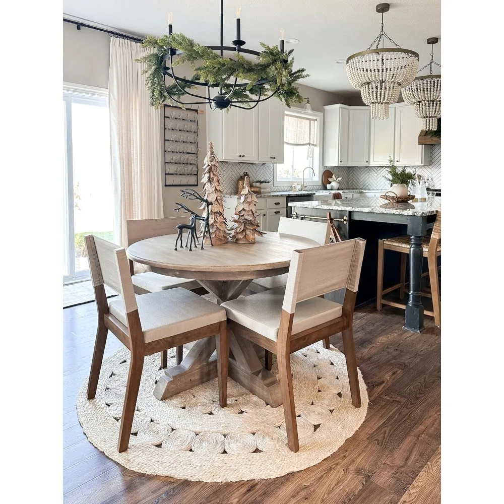 Linus Moderner Polsterstuhl, 4er-Set, Hellgrau/Dunkelbraun