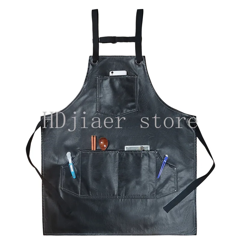 

PU Waterproof & Oil-Proof Apron - Soft Leather, for Hairdresser/Coloring Stylist, Kitchen/Catering Work & Home Use