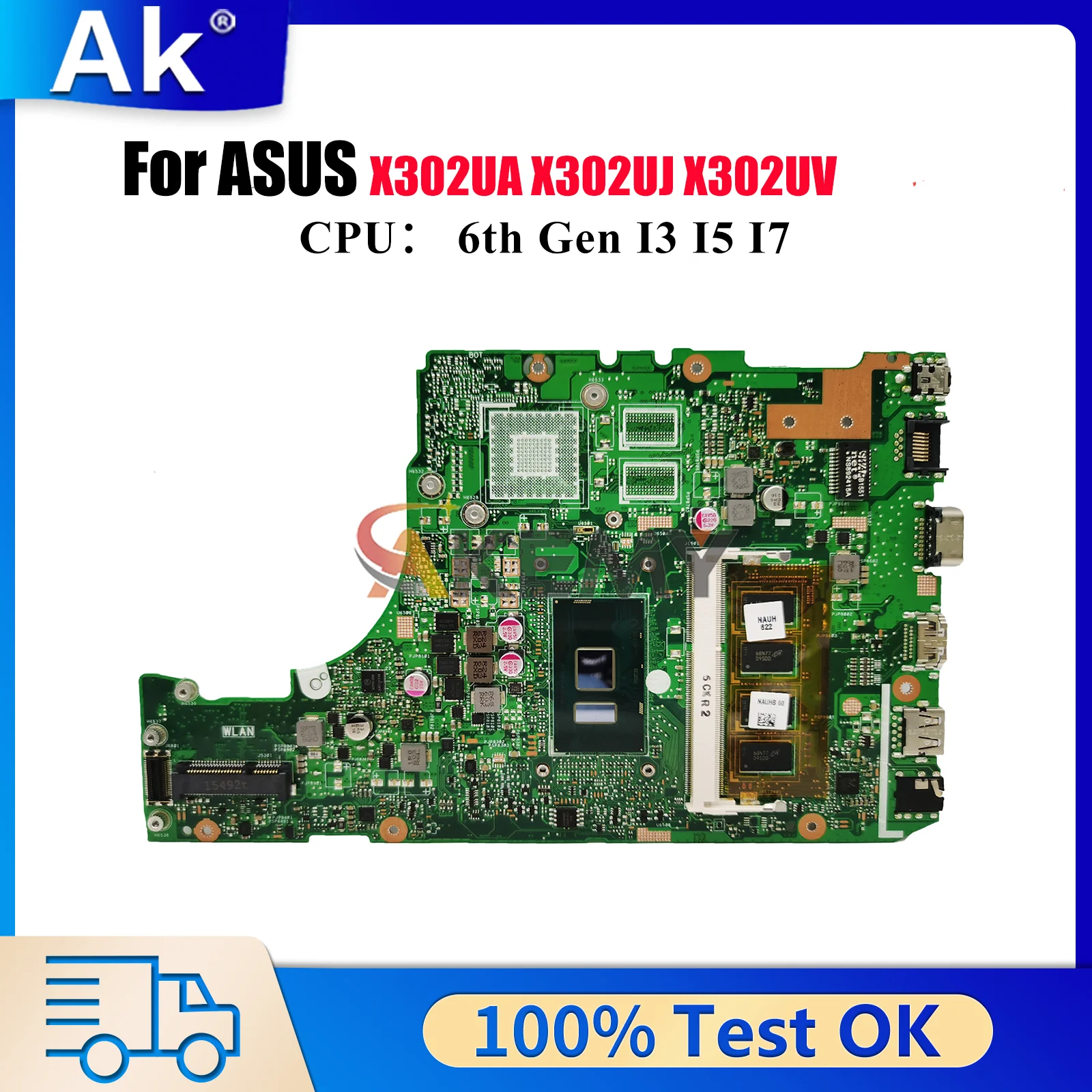 

X302UA Материнская плата для ноутбука ASUS VivoBook X302UV X302U X302UJ X302UA Материнская плата для ноутбука с процессором I3 I5 I7 100% tests OK stk