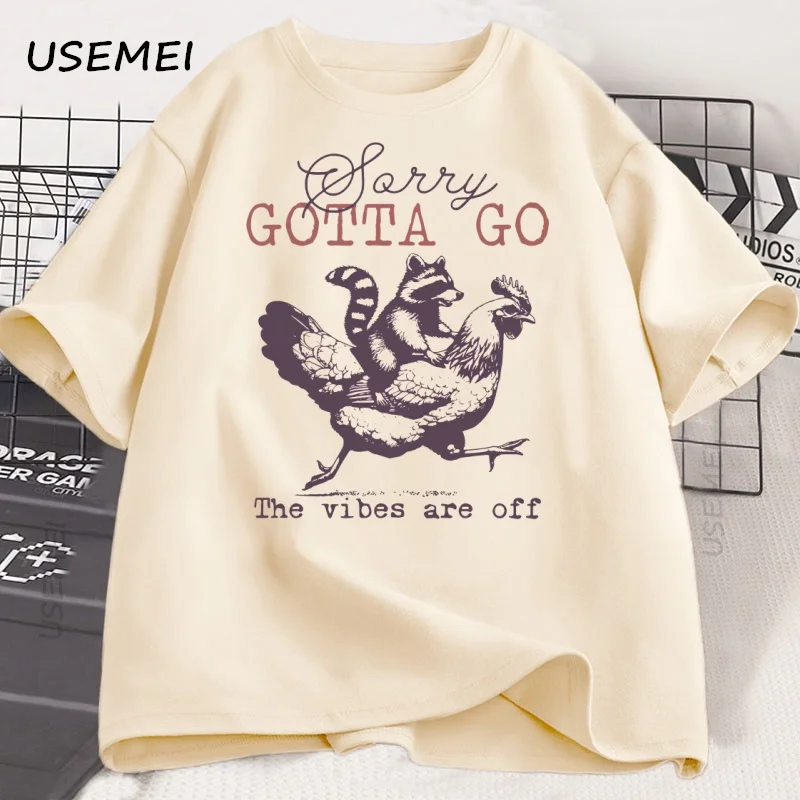 Funny Raccoon Chicken T Shirt Animals Lover Tshirt Casual Cotton Short Sleeve T-shirts Round Neck Mens Clothes Loose Clothing