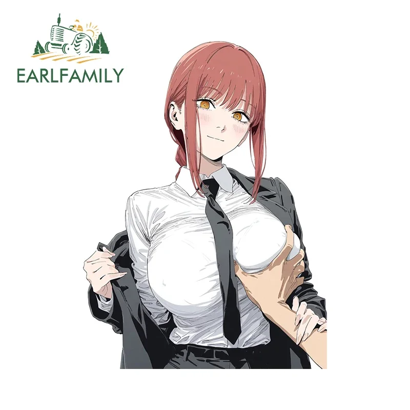 

EARLFAMILY 13cm x 9.7cm Makima Waifu Chest Peek Car Sticker Sexy Anime Windows Refrigerator Decal Creative Laptop Car Styling