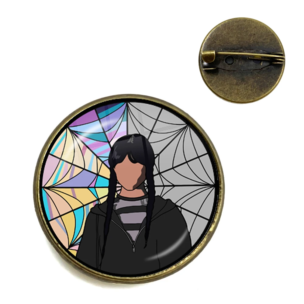 New Movie Wednesday Rainbow Window Addams Pin Custom Brooch Shirt Lapel Handbag Backpack Accessories Jewelry