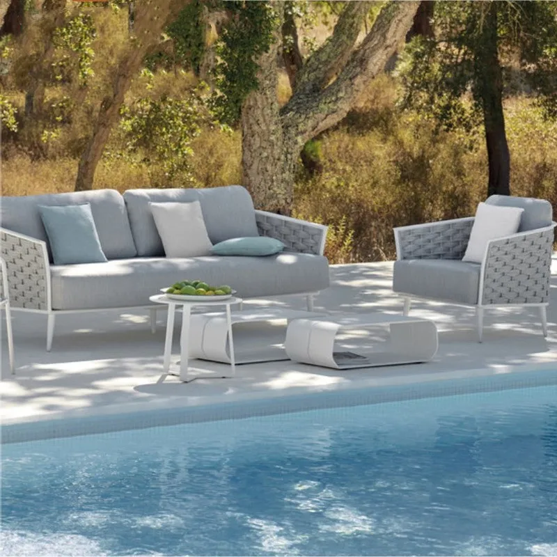 The product can be customized.Casual rattan sofa setLiving room table and chair combinationNordic outdoor courtyard balcon