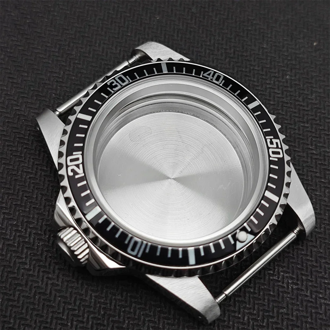 39.5mm Steel Watch Case Retro Flat Mirror Case with sapphire crystal Fit NH35 NH36 Movement Rotated Counterclockwise120 Click