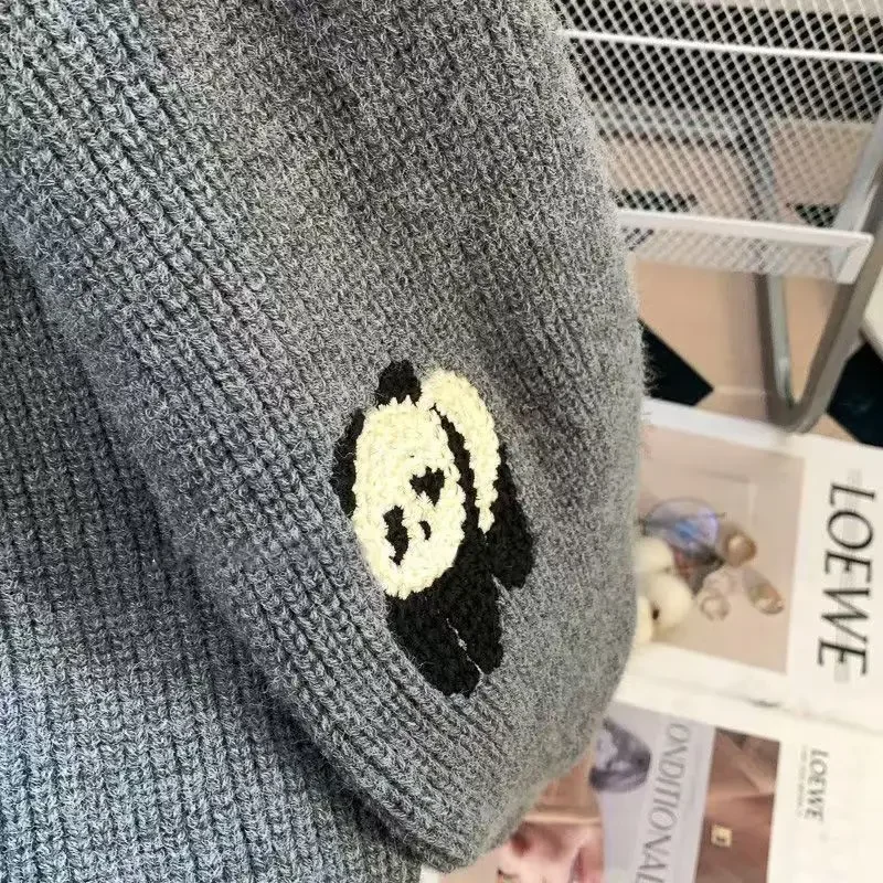 Panda Stickerei Adrette Strickjacke Mantel Frauen Kleidung Sueter Mujer Mode Koreanische Y2k Pullover Jacke Tops Herbst
