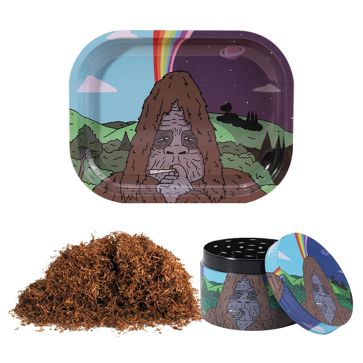 

Gorilla 50MM Metal Smoke Grinder With 18X14CM Metal Rolling Tray Kit Storage Case
