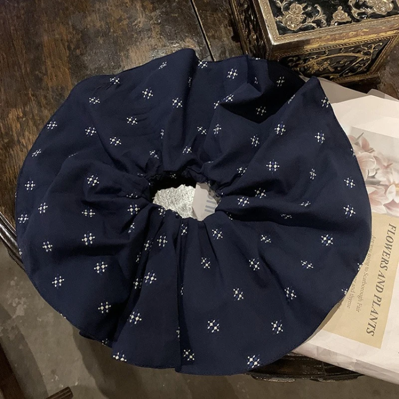 Ruffled Loop Hair Tie in Floral-Print Fabric — Soft Texture, for Ponytail Styling, Packaged Individually