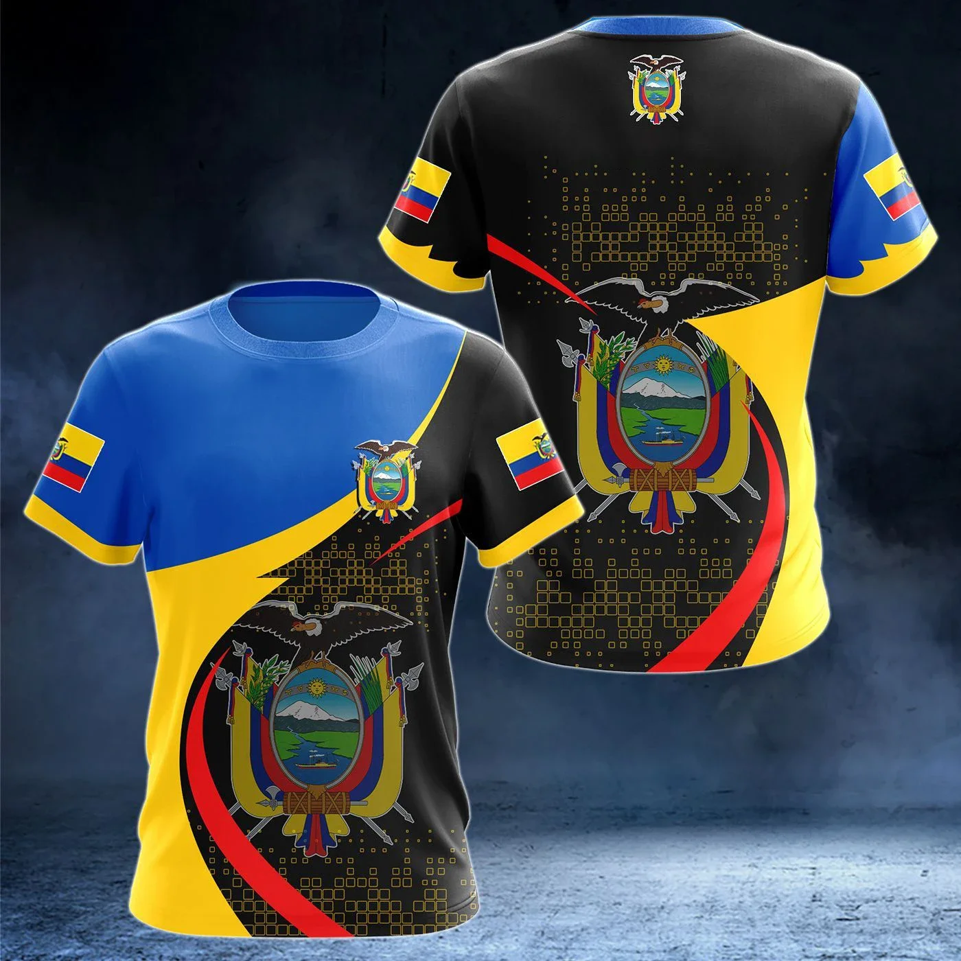 

Ecuador Flag & Coat of Arms Graphic Tee Summer Casual Streetwear Men's Fashion O-neck T-shirts Boys Oversized Short Sleeve Tops