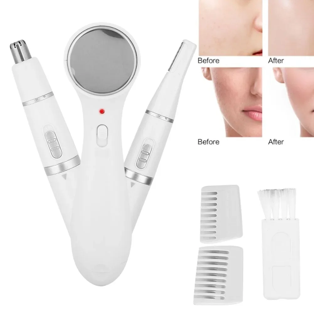 Washable Multiple Function Ultrasonic Vibration Ion Facial Beauty Machine Body Hair Trimmer Hair Shaver Set Face Beauty Device