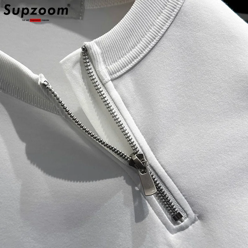 Supzoom New Arrival Top Fashion Summer High Street Zipper Ink Neutral O-neck Casual Heavy Texture Cotton Ins Loose Men T shirt