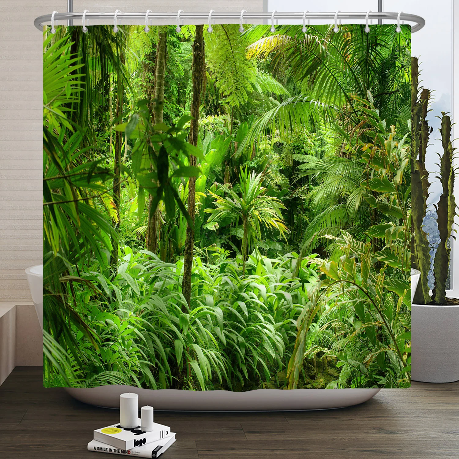 

Tropical Jungle Forest Bathroom Shower Curtain Waterproof Polyester Fabric Custom Home Bathtub Decorative Curtain With 12 Hooks