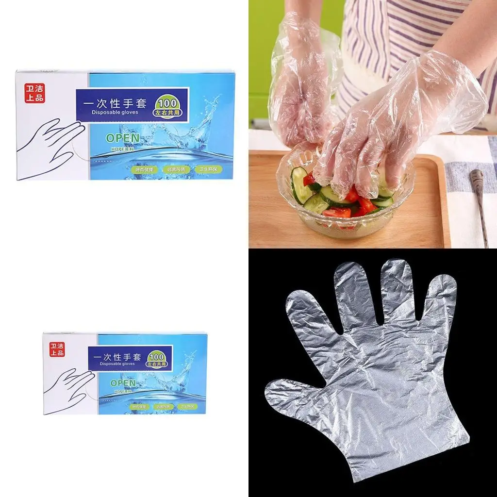 

200Pcs/100Pcs Plastic Large Disposable Polyethylene Clear Gloves Dealing C high quality