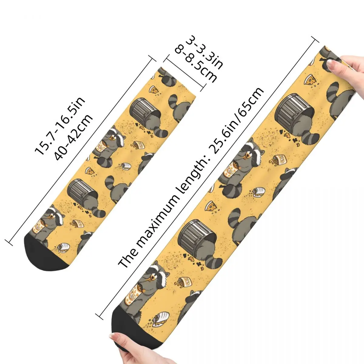 Funny Crazy Sock for Men Rascally Raccoons Hip Hop Breathable Pattern Printed Crew Sock Seamless Gift