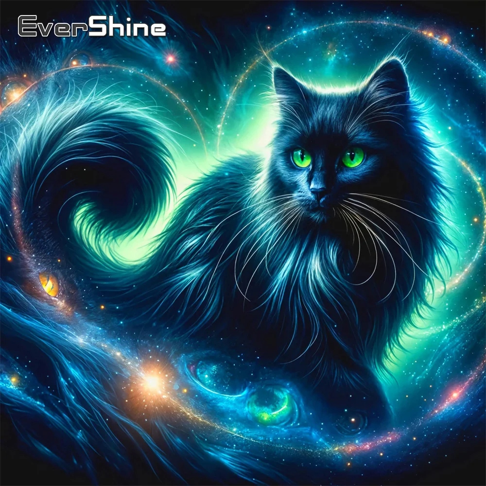 EverShine Diamant-Stickerei Katze Vollquadratische Diamant-Mosaik Tier-Strass-Bild 5D Malerei Heimdekoration