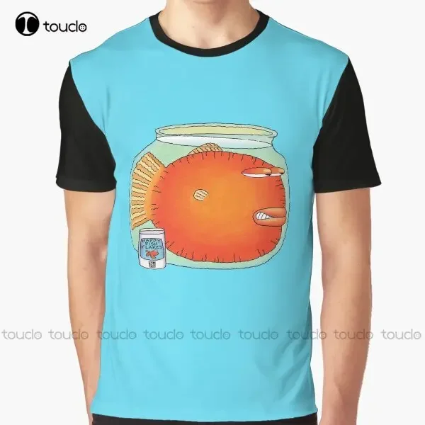 Angry Goldfish In Fishbowl Graphic T-Shirt Custom Aldult Teen Unisex Digital Printing Tee Shirts Custom Gift Xxs-5Xl Streetwear