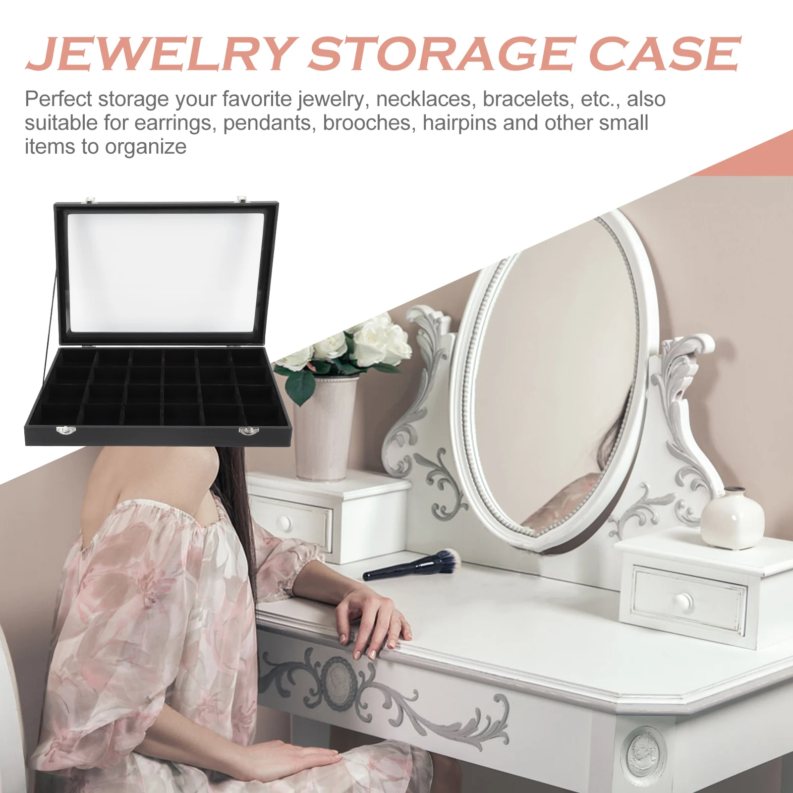 

Storage Box Jewelry Display Case Organizer Bracelet Holder Multi-grid Creative Necklace Container Flannel Travel