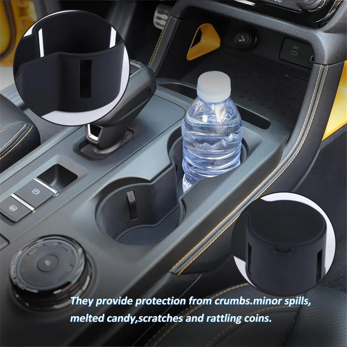 For Ford Ranger 2023 2024 Silicone Center Console Water Cup Holder Insert Interior Accessories