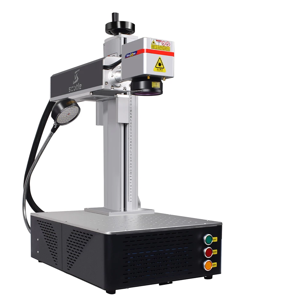 เครื่องเลเซอร์มาร์กกิ้งแบบแบน 2 มิติ 50 วัตต์ ระบบระบายความร้อนด้วยอากาศ [EU/US] พร้อมเครื่องเลเซอร์สลักลายบนโลหะ ทอง เงิน ไม้ แก้ว แบบอัตโนมัติ