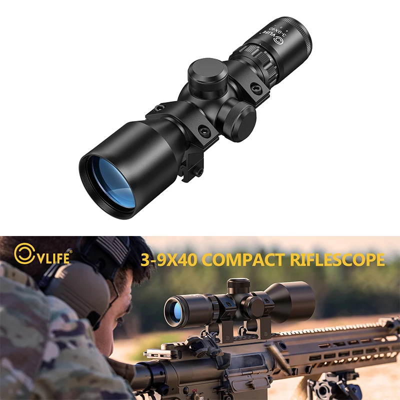 

CVLIFE 3-9x40 Rifle Scope Mil-dot Reticle Sights Optics Riflescope Compact Sighting with Mount fits 11mm Dovetail Rail ‎Aluminum